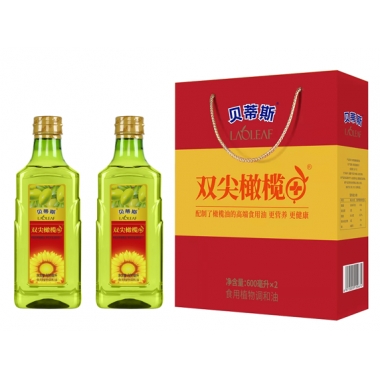大连贝蒂斯食用植物调和油（葵花橄榄）600ml*2礼盒装团购